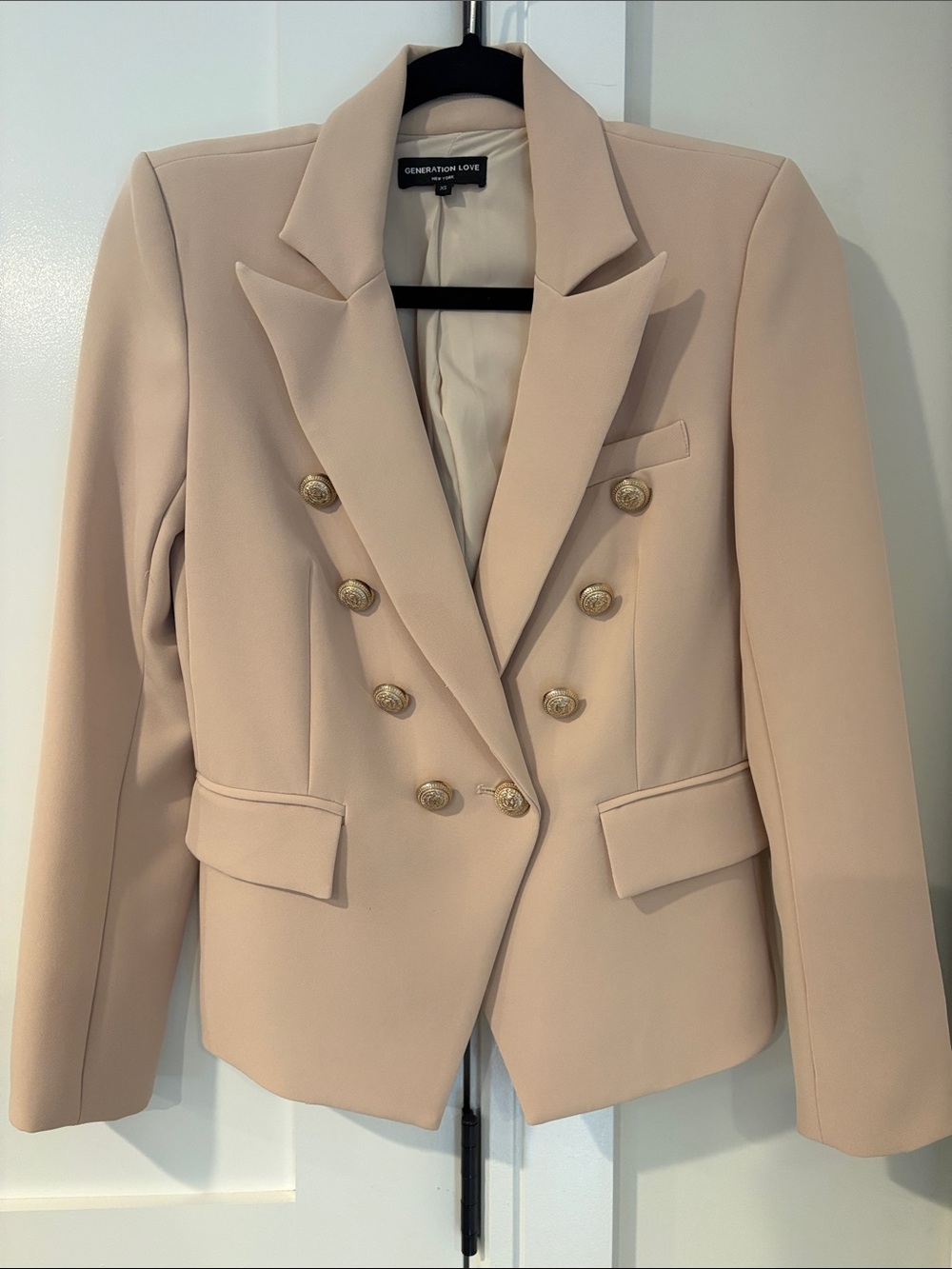 Generation Love Double-Breasted Delilah Blazer in Latte Cream Size XS